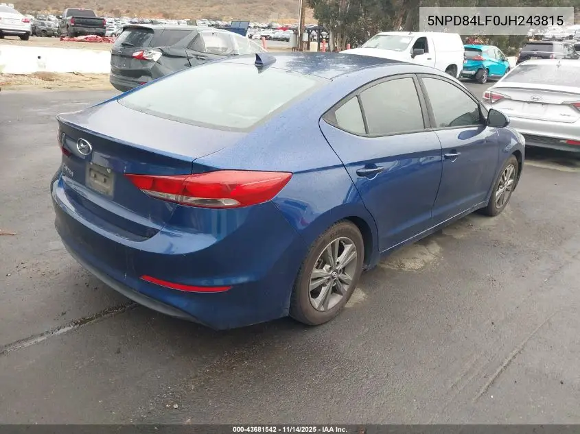 5NPD84LF0JH243815 2018 Hyundai Elantra Sel