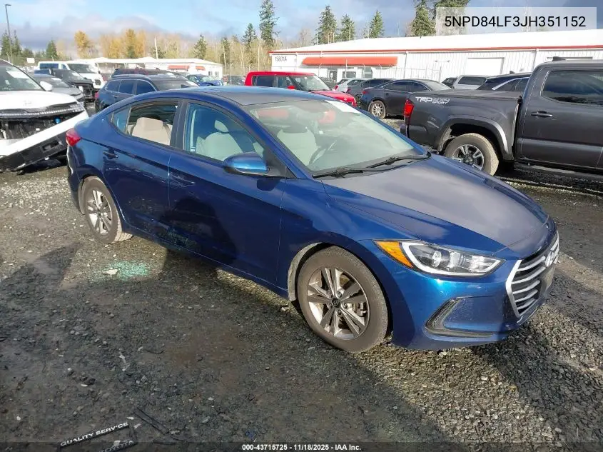5NPD84LF3JH351152 2018 Hyundai Elantra Value Edition