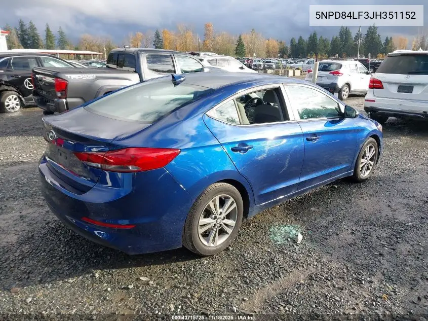 5NPD84LF3JH351152 2018 Hyundai Elantra Value Edition
