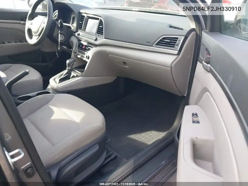5NPD84LF2JH330910 2018 Hyundai Elantra Sel