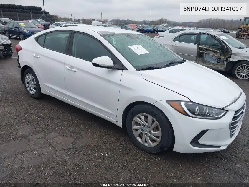 5NPD74LF0JH341097 2018 Hyundai Elantra Se