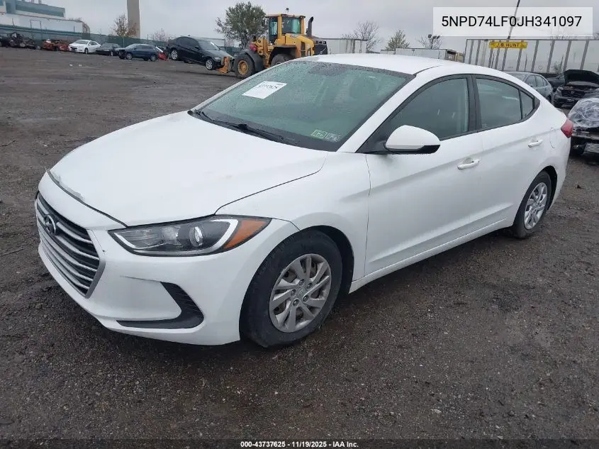 5NPD74LF0JH341097 2018 Hyundai Elantra Se