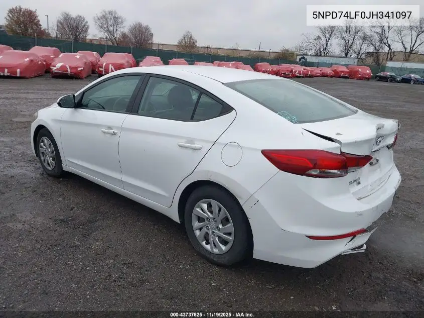 5NPD74LF0JH341097 2018 Hyundai Elantra Se
