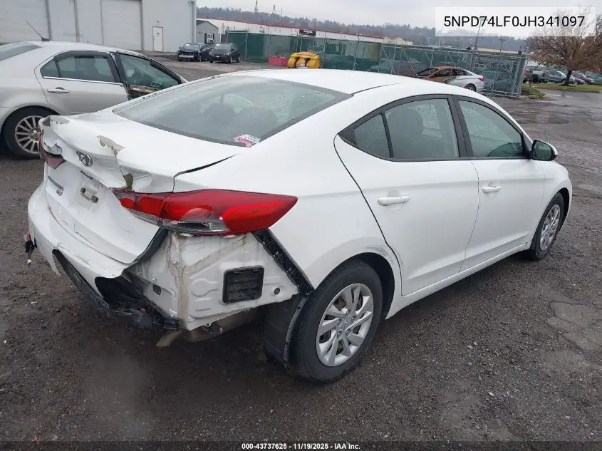 5NPD74LF0JH341097 2018 Hyundai Elantra Se
