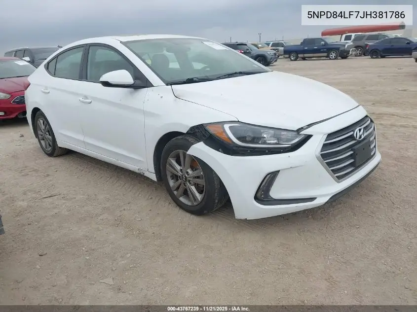 5NPD84LF7JH381786 2018 Hyundai Elantra Value Edition
