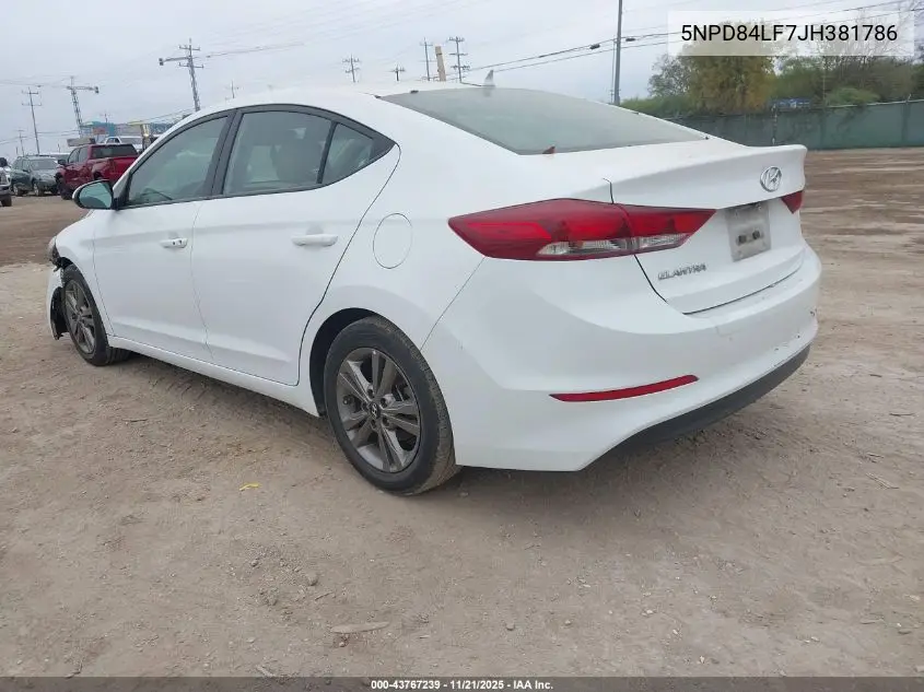 5NPD84LF7JH381786 2018 Hyundai Elantra Value Edition