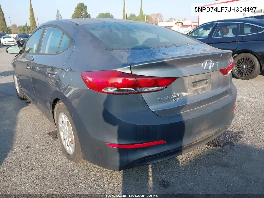 5NPD74LF7JH304497 2018 Hyundai Elantra Se