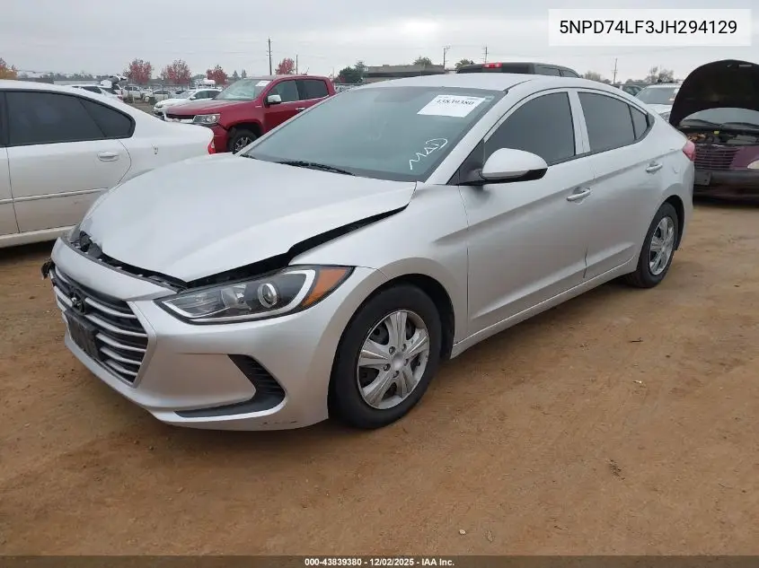 5NPD74LF3JH294129 2018 Hyundai Elantra Se