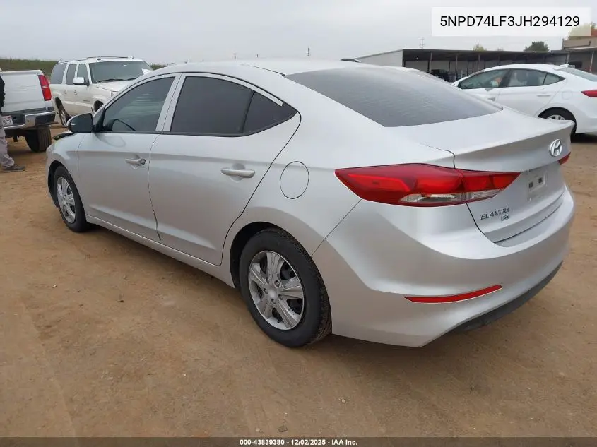 5NPD74LF3JH294129 2018 Hyundai Elantra Se