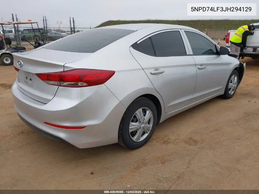 5NPD74LF3JH294129 2018 Hyundai Elantra Se