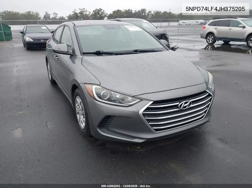 5NPD74LF4JH375205 2018 Hyundai Elantra Se