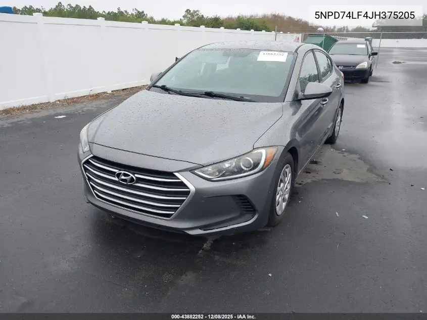 5NPD74LF4JH375205 2018 Hyundai Elantra Se
