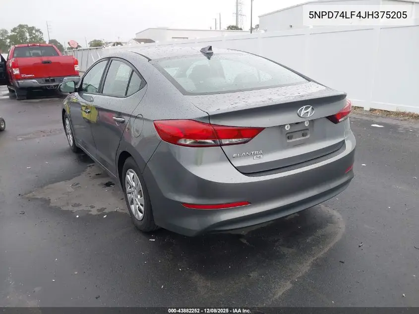 5NPD74LF4JH375205 2018 Hyundai Elantra Se