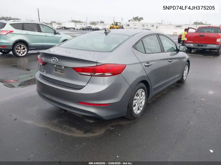 5NPD74LF4JH375205 2018 Hyundai Elantra Se