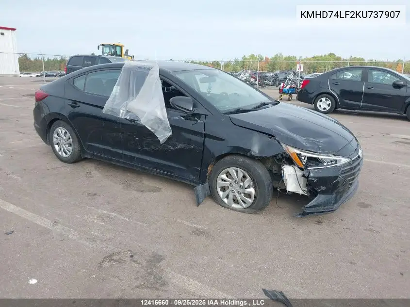 KMHD74LF2KU737907 2019 Hyundai Elantra Essential
