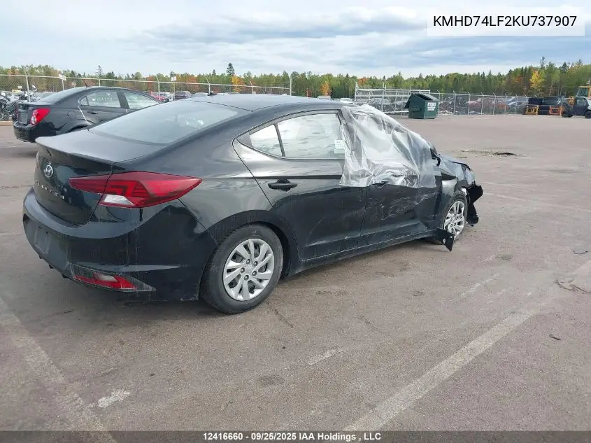 KMHD74LF2KU737907 2019 Hyundai Elantra Essential
