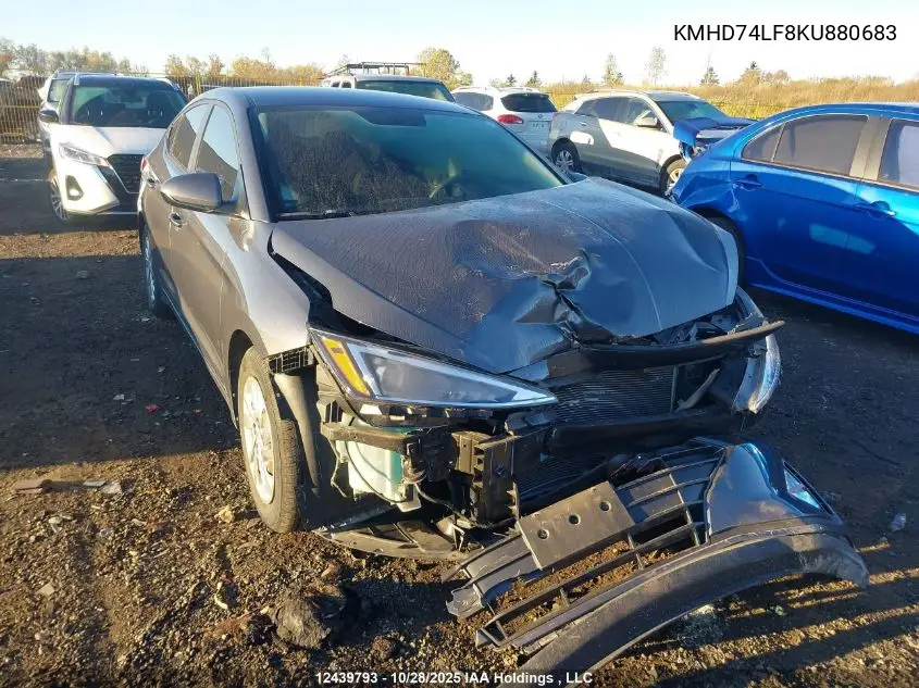 KMHD74LF8KU880683 2019 Hyundai Elantra Se