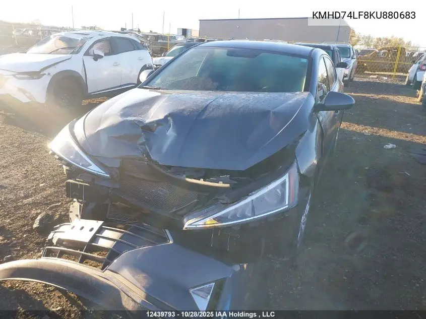 KMHD74LF8KU880683 2019 Hyundai Elantra Se