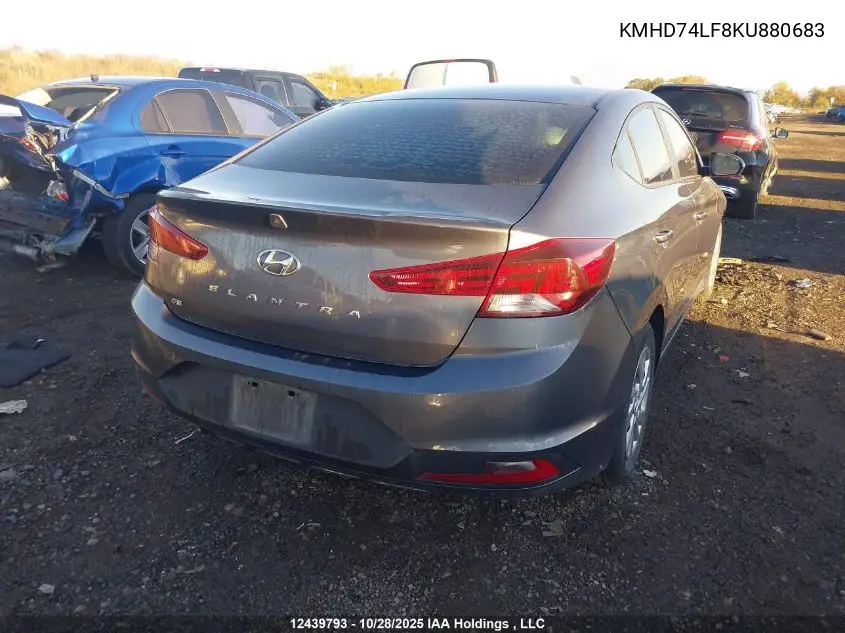KMHD74LF8KU880683 2019 Hyundai Elantra Se