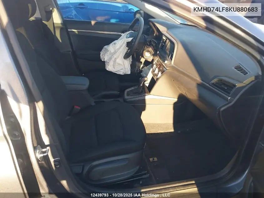 KMHD74LF8KU880683 2019 Hyundai Elantra Se