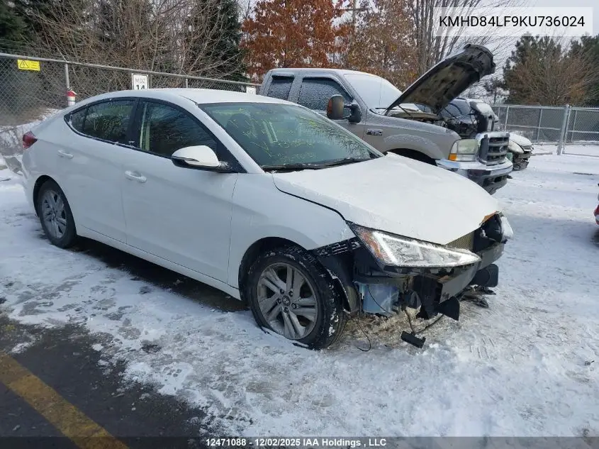KMHD84LF9KU736024 2019 Hyundai Elantra Sel/Value/Limited