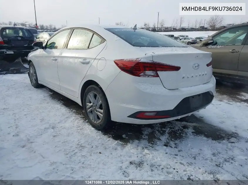 KMHD84LF9KU736024 2019 Hyundai Elantra Sel/Value/Limited