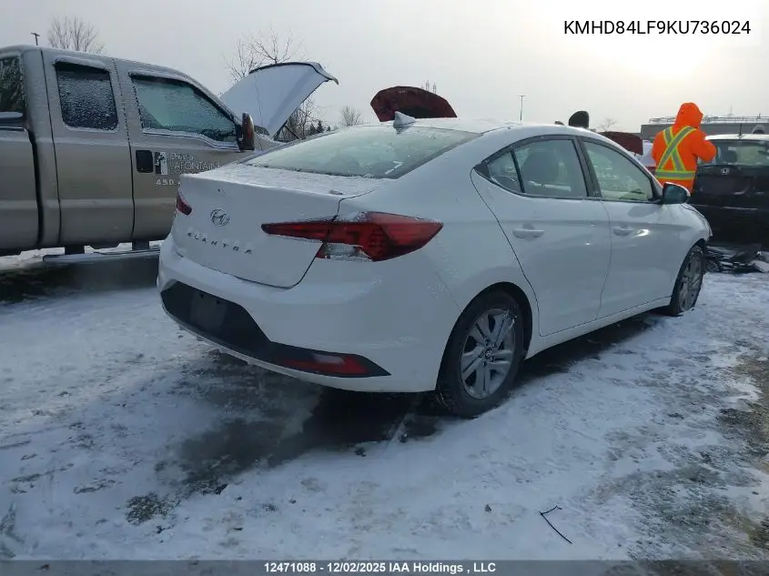 KMHD84LF9KU736024 2019 Hyundai Elantra Sel/Value/Limited