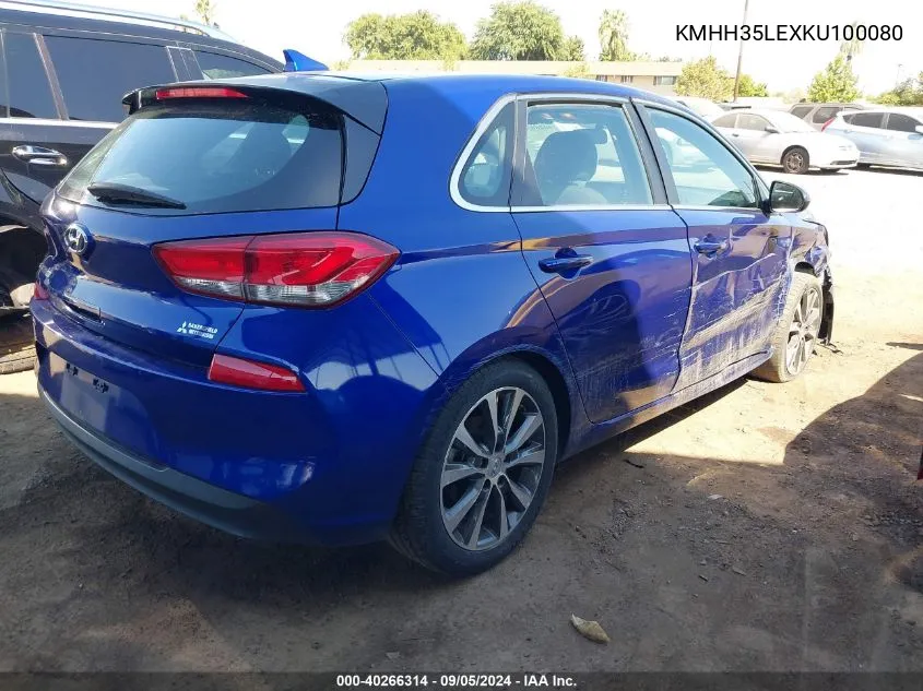 2019 Hyundai Elantra Gt VIN: KMHH35LEXKU100080 Lot: 40266314