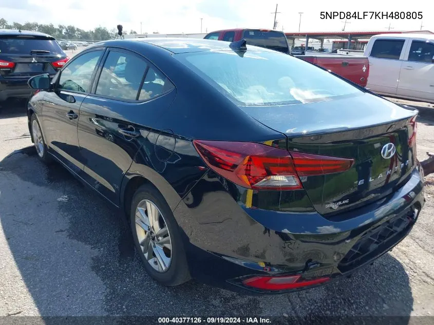 2019 Hyundai Elantra Sel VIN: 5NPD84LF7KH480805 Lot: 40377126