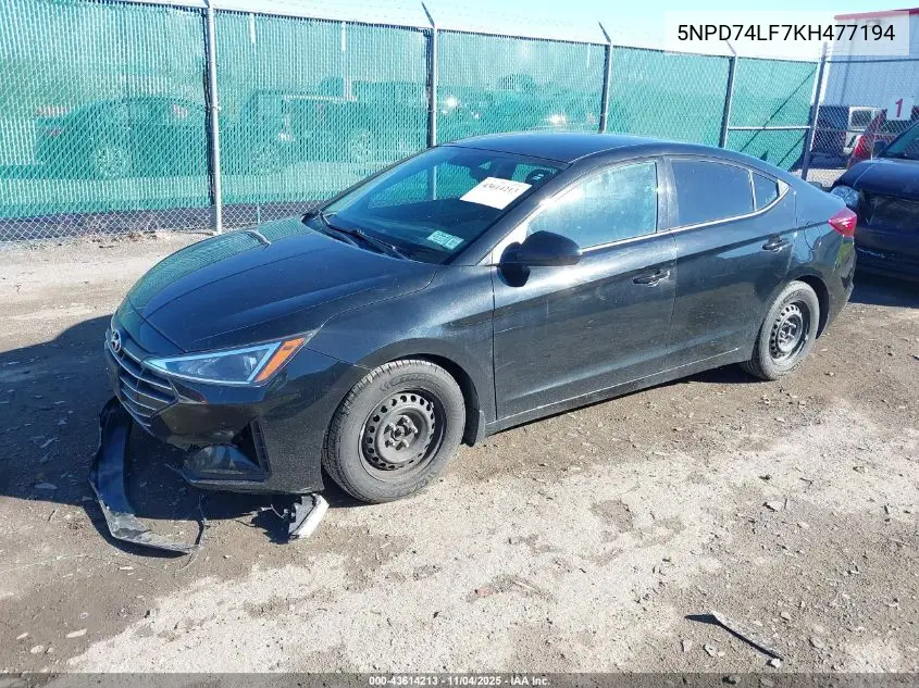 5NPD74LF7KH477194 2019 Hyundai Elantra Se