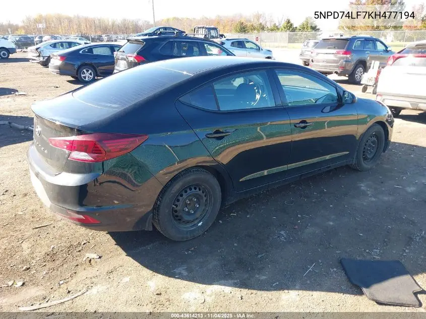 5NPD74LF7KH477194 2019 Hyundai Elantra Se