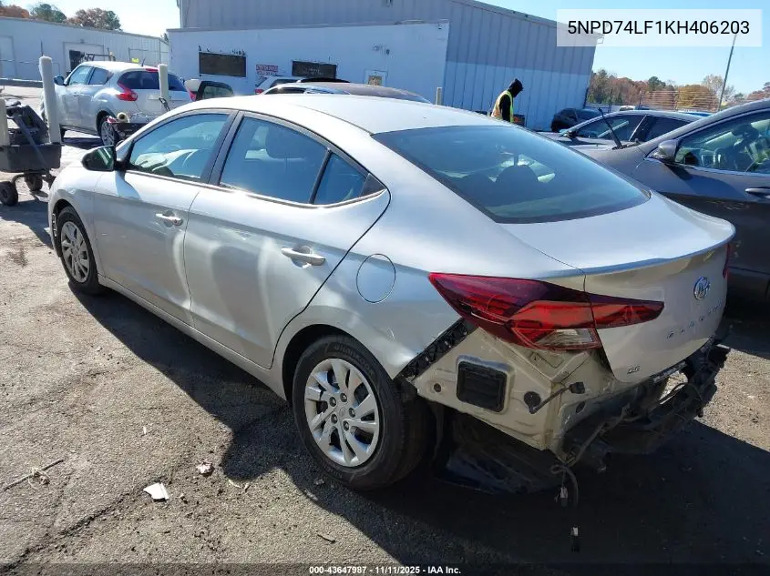 5NPD74LF1KH406203 2019 Hyundai Elantra Se
