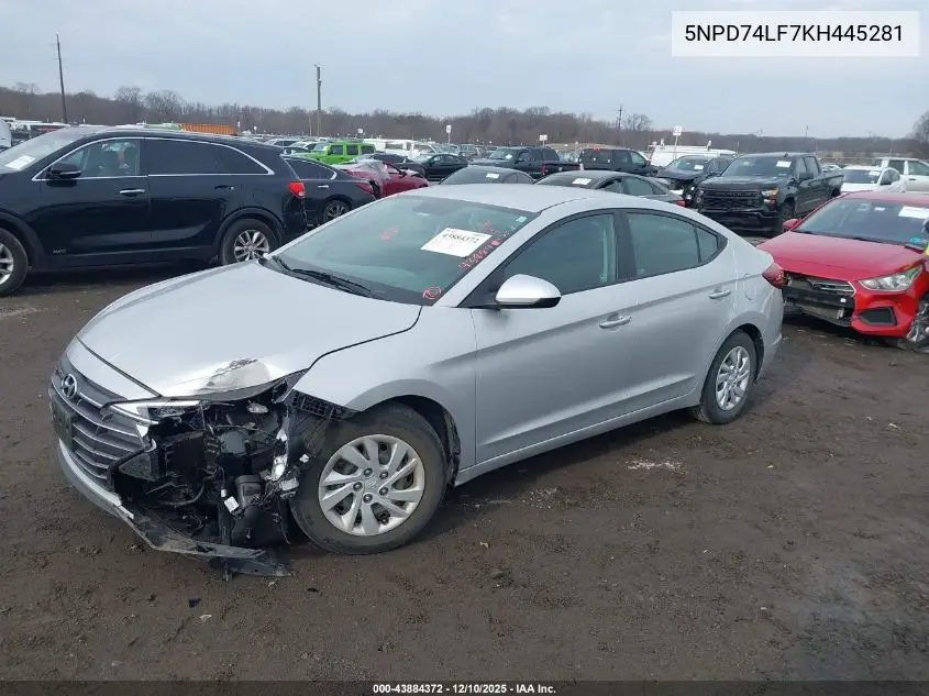 5NPD74LF7KH445281 2019 Hyundai Elantra Se