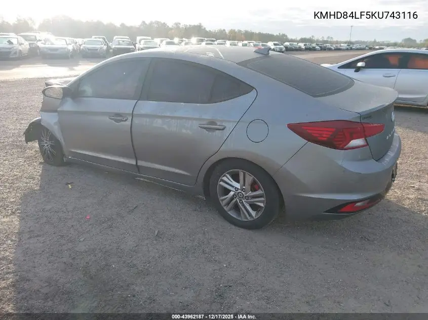 KMHD84LF5KU743116 2019 Hyundai Elantra Sel