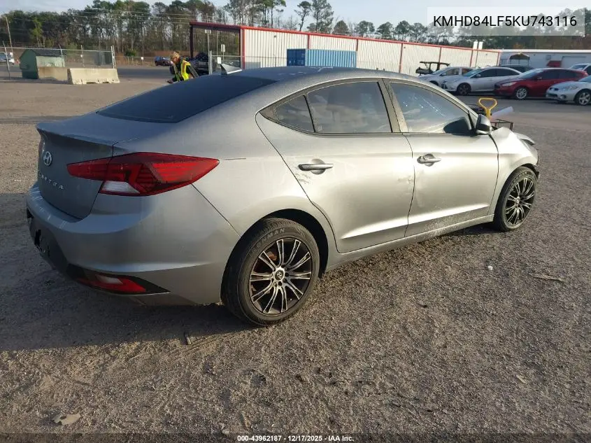 KMHD84LF5KU743116 2019 Hyundai Elantra Sel