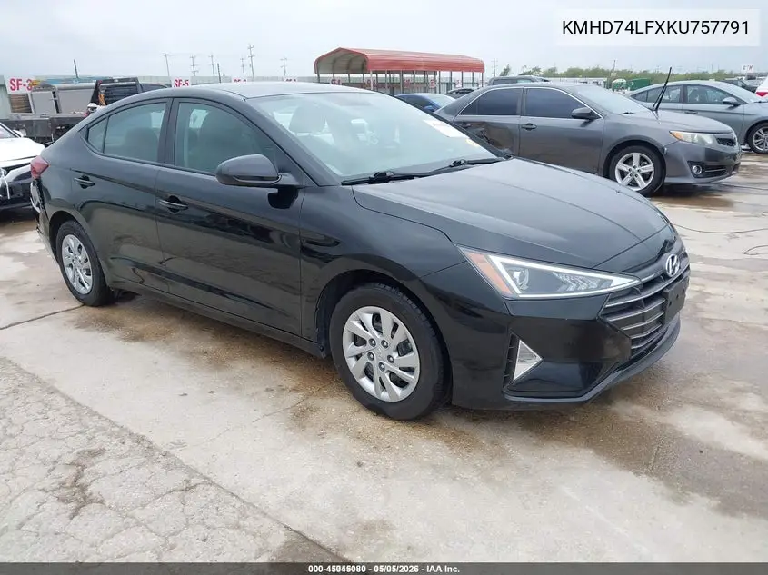 KMHD74LFXKU757791 2019 Hyundai Elantra Se