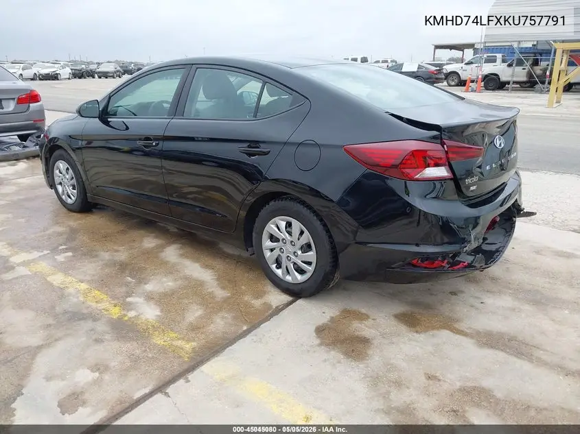 KMHD74LFXKU757791 2019 Hyundai Elantra Se