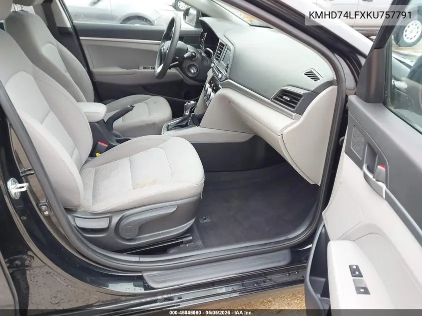 KMHD74LFXKU757791 2019 Hyundai Elantra Se