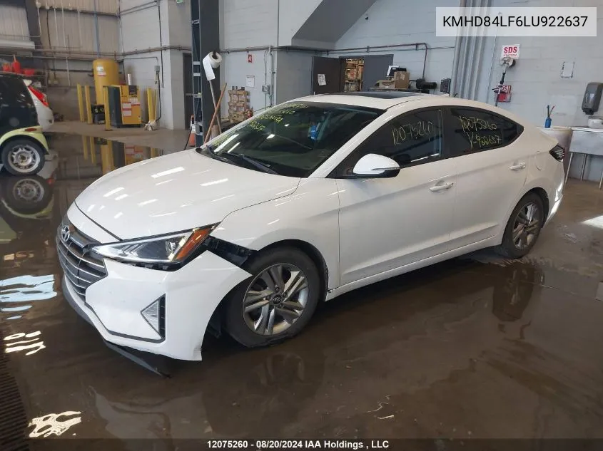 2020 Hyundai Elantra Preferred With Sun And Safety Package Auto Ivt VIN: KMHD84LF6LU922637 Lot: 12075260