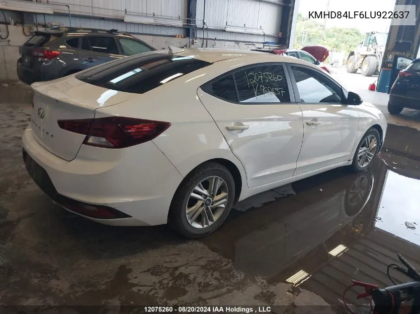 2020 Hyundai Elantra Preferred With Sun And Safety Package Auto Ivt VIN: KMHD84LF6LU922637 Lot: 12075260