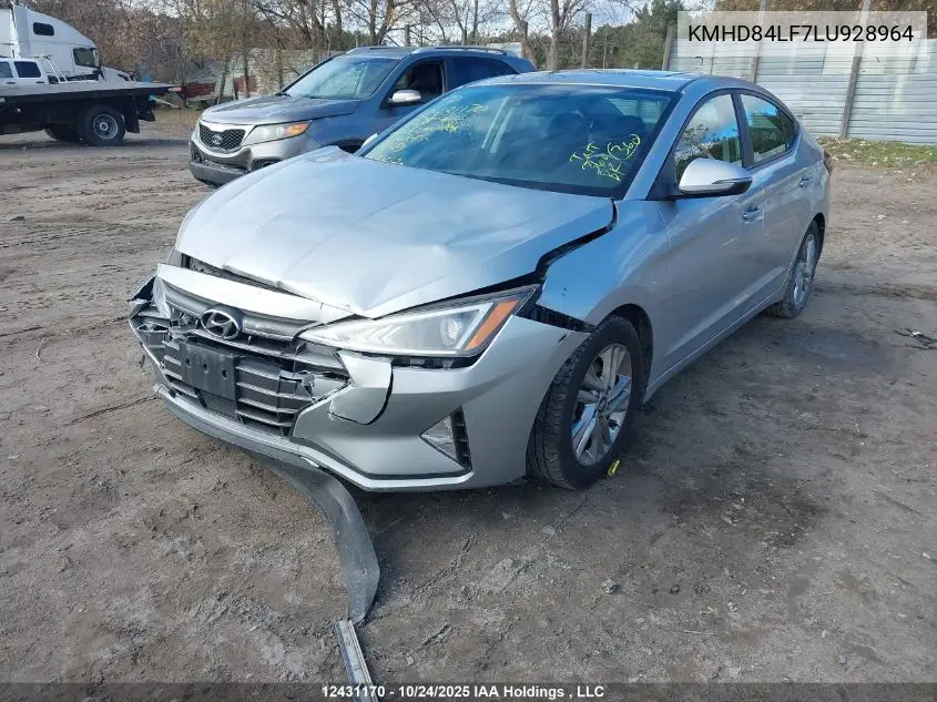 KMHD84LF7LU928964 2020 Hyundai Elantra Preferred With Sun And Safety Package Auto Ivt