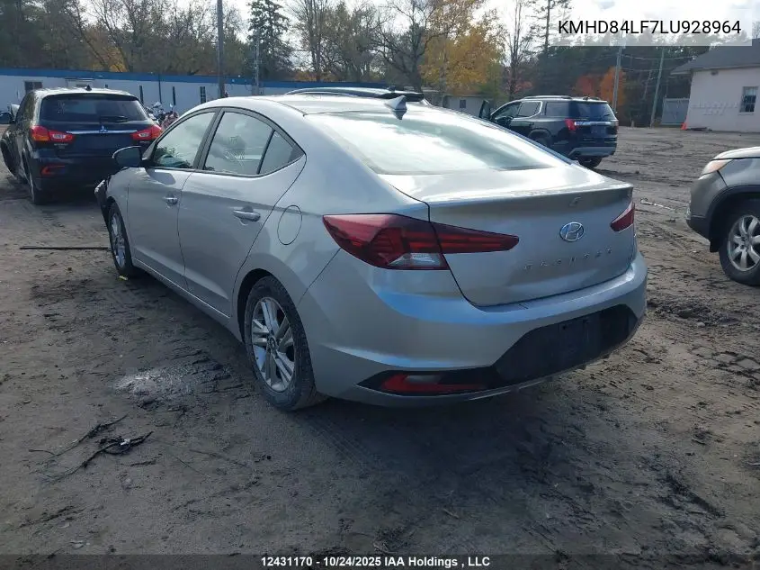 KMHD84LF7LU928964 2020 Hyundai Elantra Preferred With Sun And Safety Package Auto Ivt