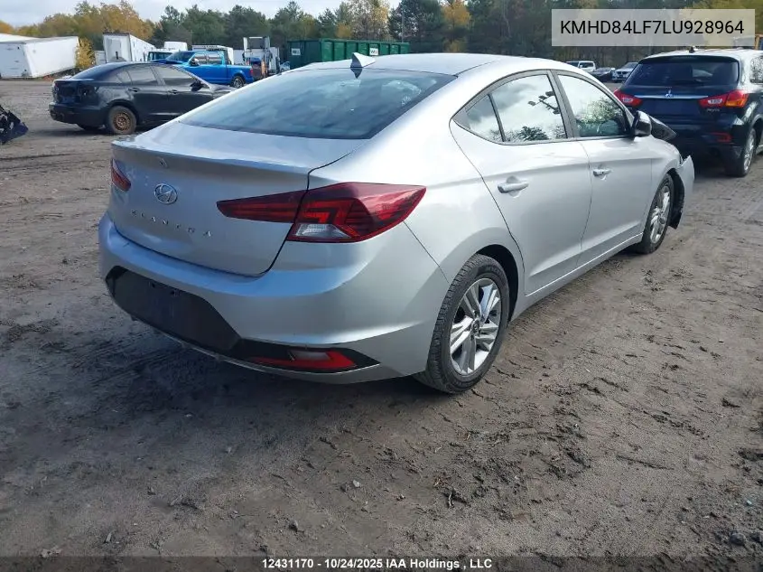 KMHD84LF7LU928964 2020 Hyundai Elantra Preferred With Sun And Safety Package Auto Ivt