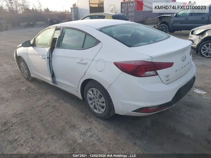 KMHD74LFXLU100023 2020 Hyundai Elantra Essential Auto Ivt