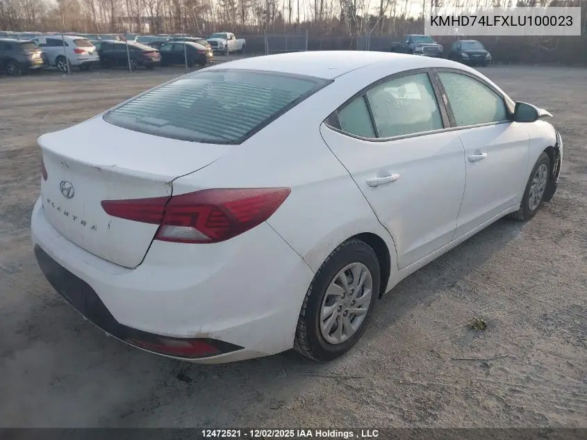 KMHD74LFXLU100023 2020 Hyundai Elantra Essential Auto Ivt
