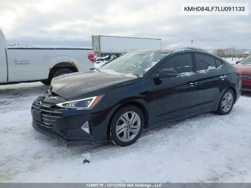 KMHD84LF7LU091133 2020 Hyundai Elantra Preferred With Sun And Safety Package Auto Ivt
