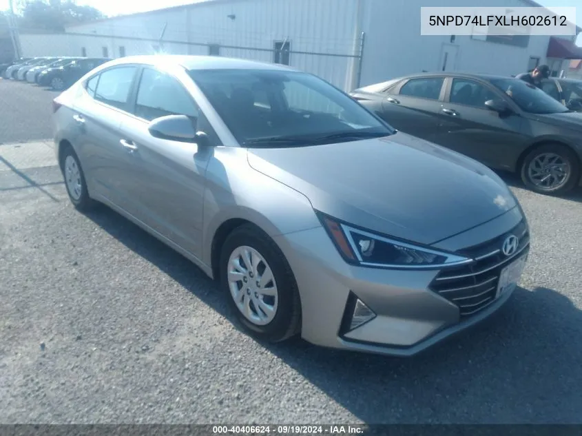 2020 Hyundai Elantra Se VIN: 5NPD74LFXLH602612 Lot: 40406624