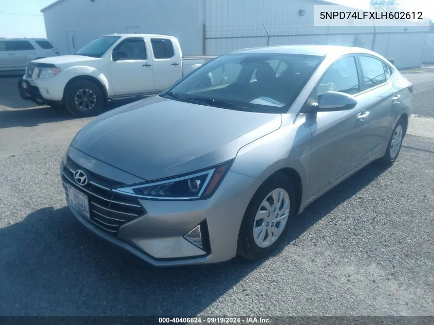 2020 Hyundai Elantra Se VIN: 5NPD74LFXLH602612 Lot: 40406624