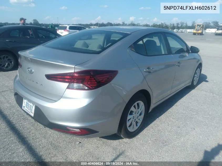 2020 Hyundai Elantra Se VIN: 5NPD74LFXLH602612 Lot: 40406624