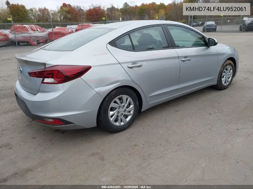 KMHD74LF4LU952061 2020 Hyundai Elantra Se
